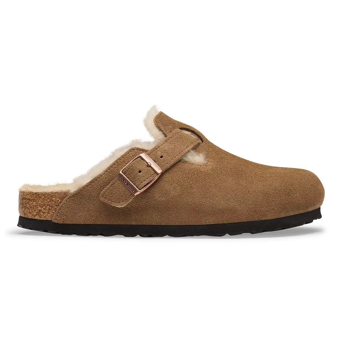 BIRKENSTOCK Ciabatta Unisex BOSTON SHEARLING SUEDE-Dark Tea