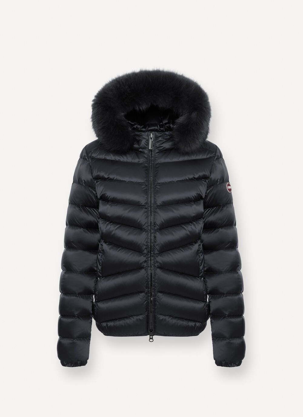 COLMAR Piumino Donna Icon Cappuccio Ecopelliccia-Black