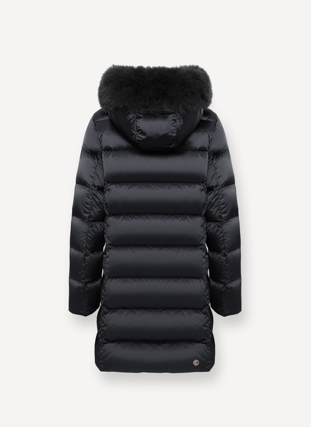 COLMAR Piumino Donna Lungo Cappuccio Ecopelliccia-Black
