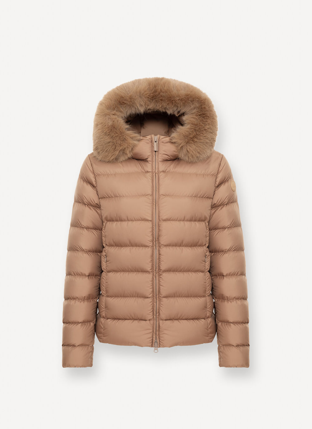 COLMAR Piumino Donna Opaco Cappuccio Ecopelliccia-Beige Marrakech