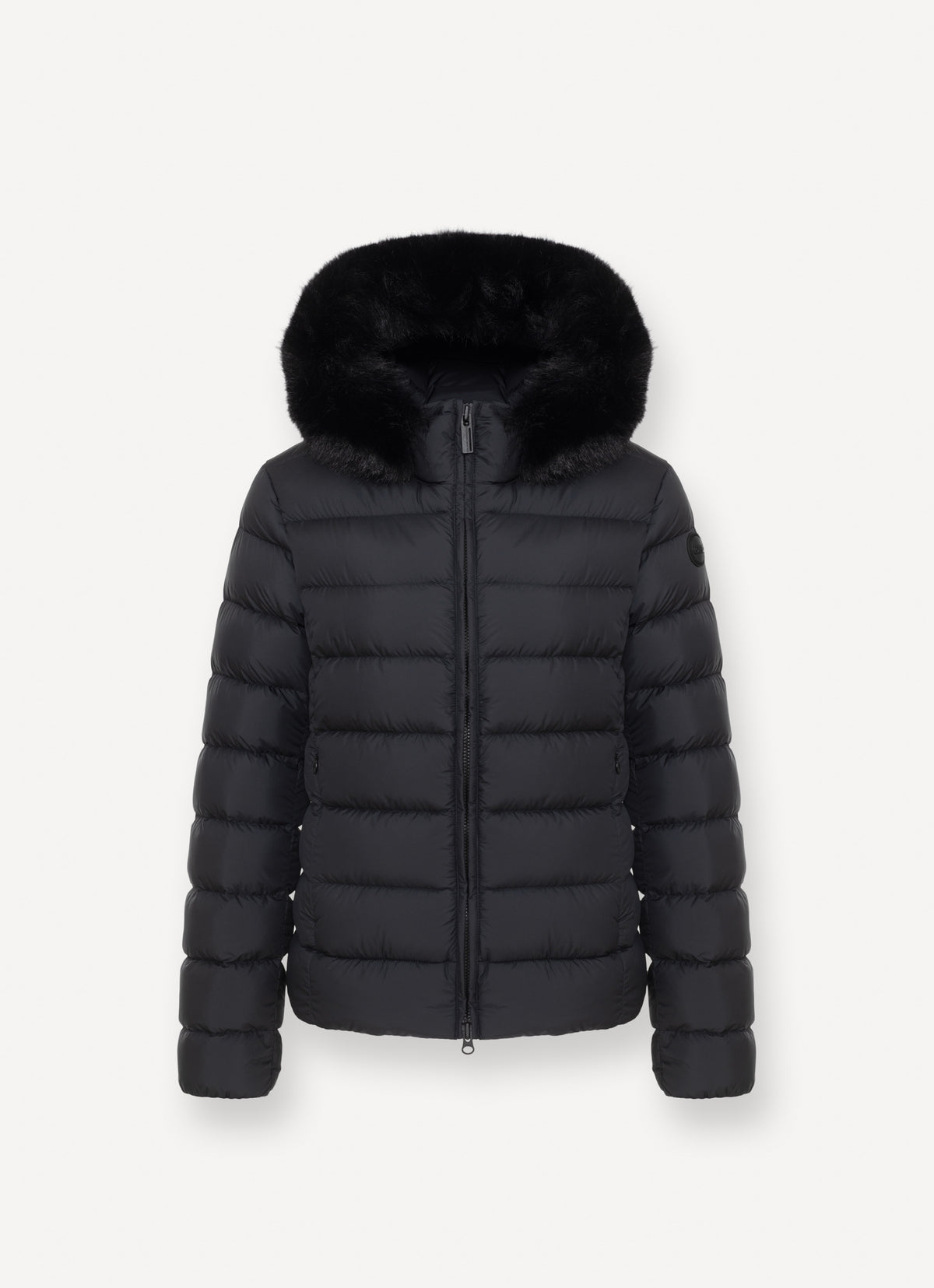 COLMAR Piumino Donna Opaco Cappuccio Ecopelliccia-Black