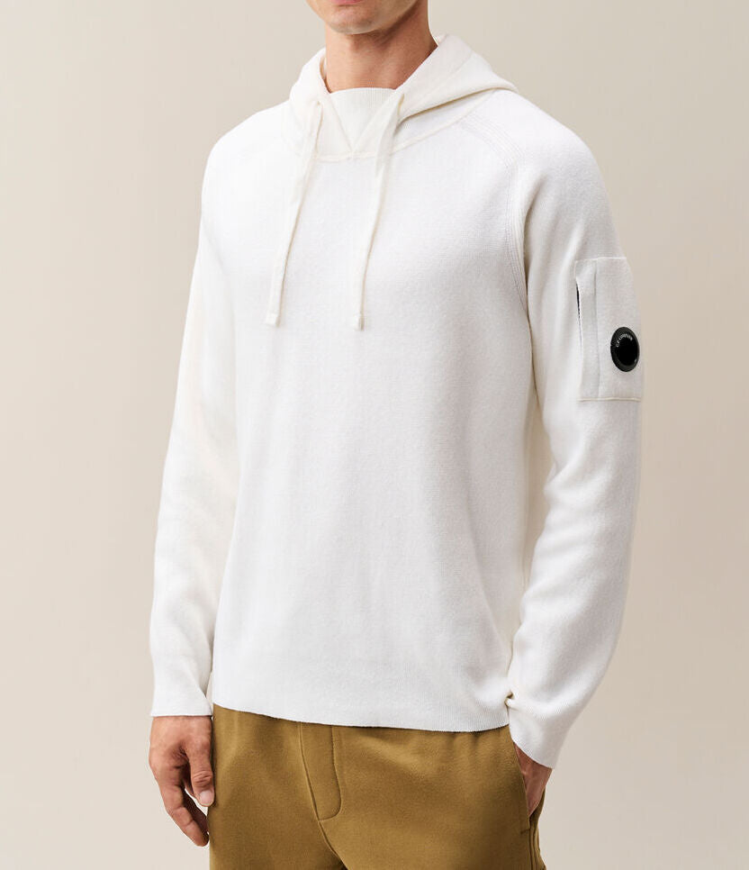 C.P.COMPANY Felpa Uomo Lambswool Lens-Gauze White