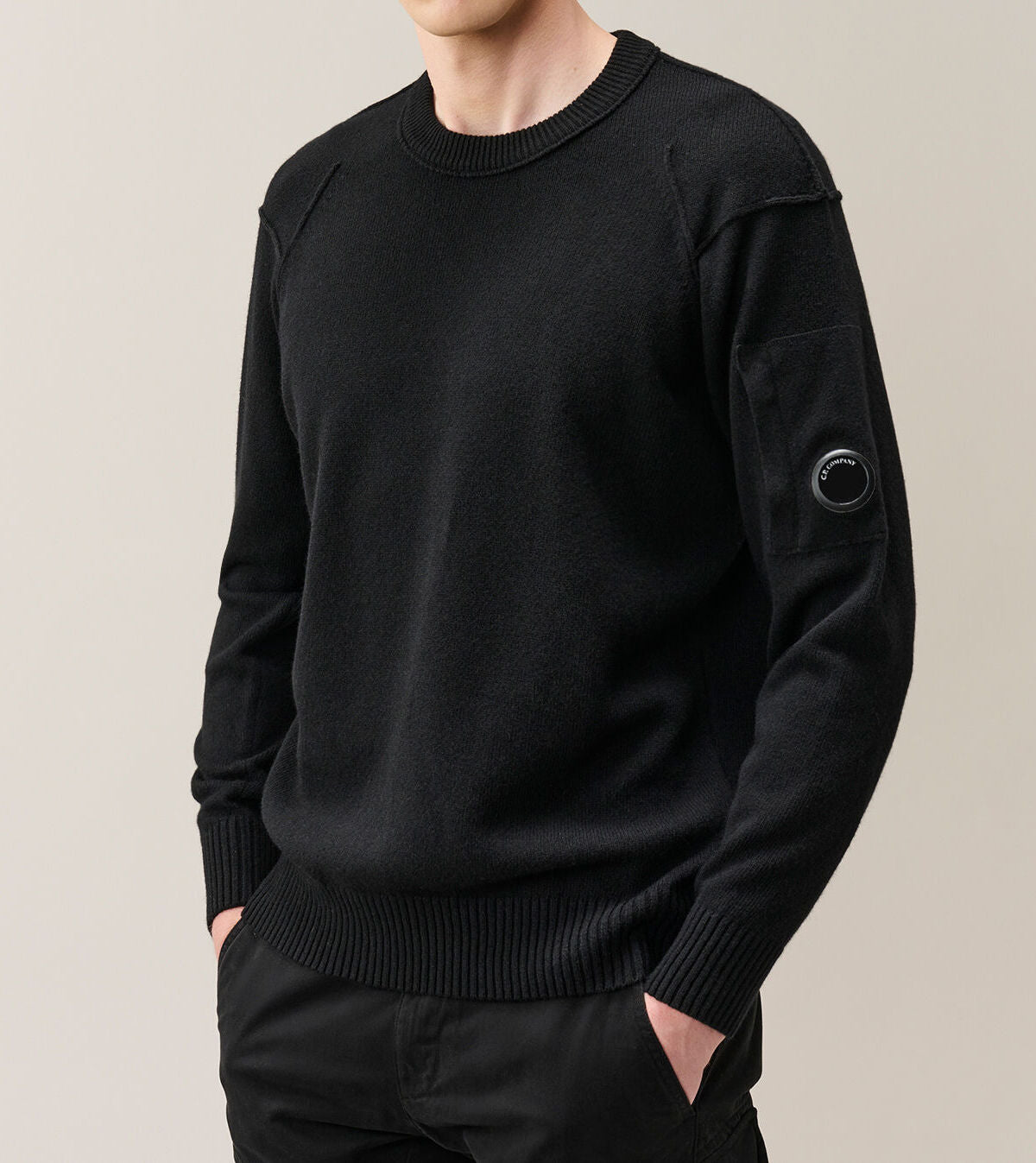 C.P. COMPANY Maglione Uomo Lambswool Grs Crewneck Lens-Black