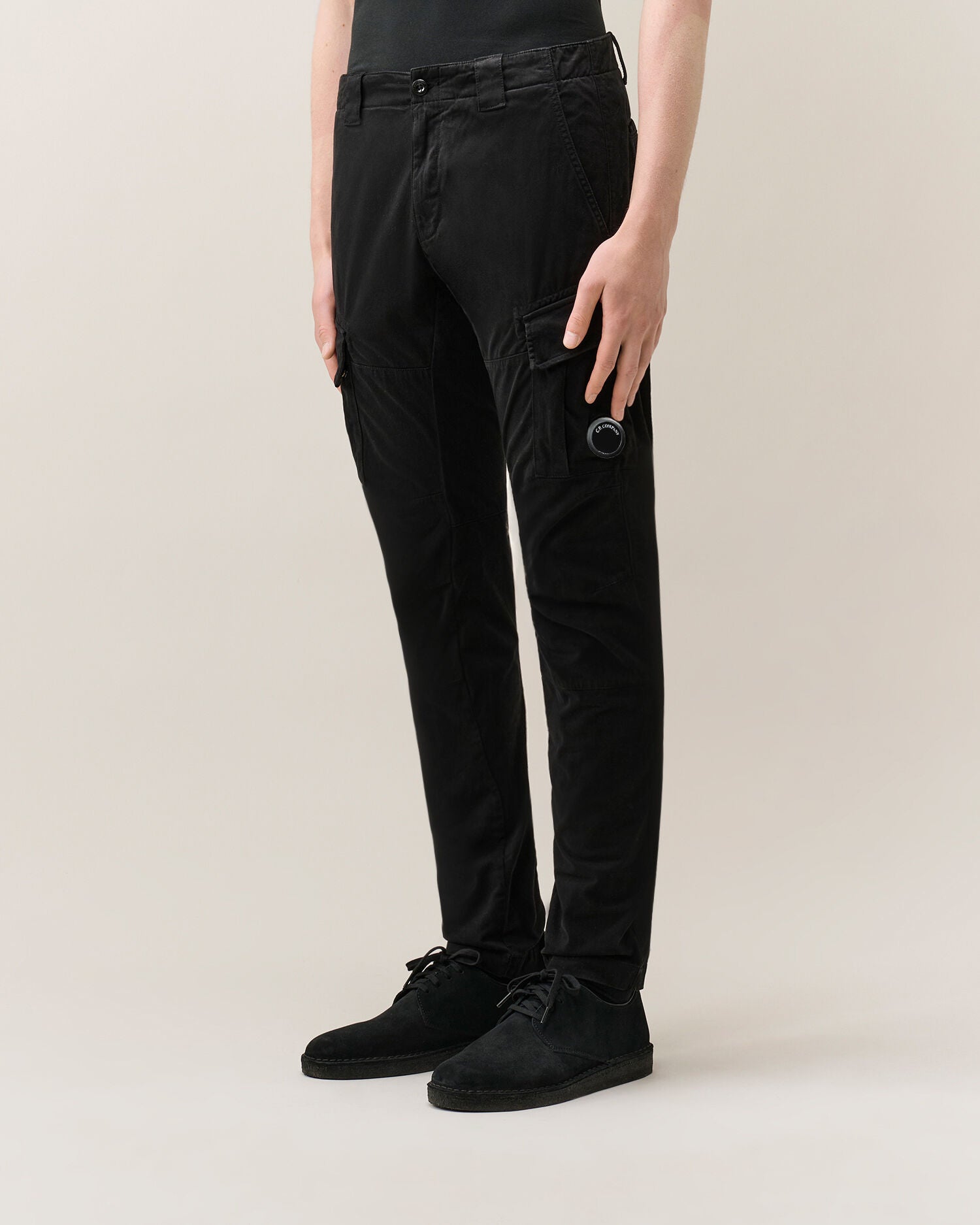 C.P. COMPANY Pantalone Uomo Stretch Sateen Ergonomic Cargo-Black