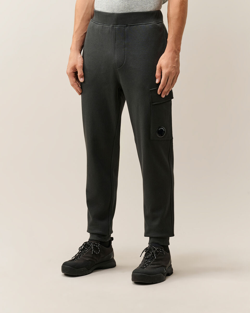 C.P. COMPANY Pantalone Uomo Diagonal Raised Fleece Lens-Raven Grey