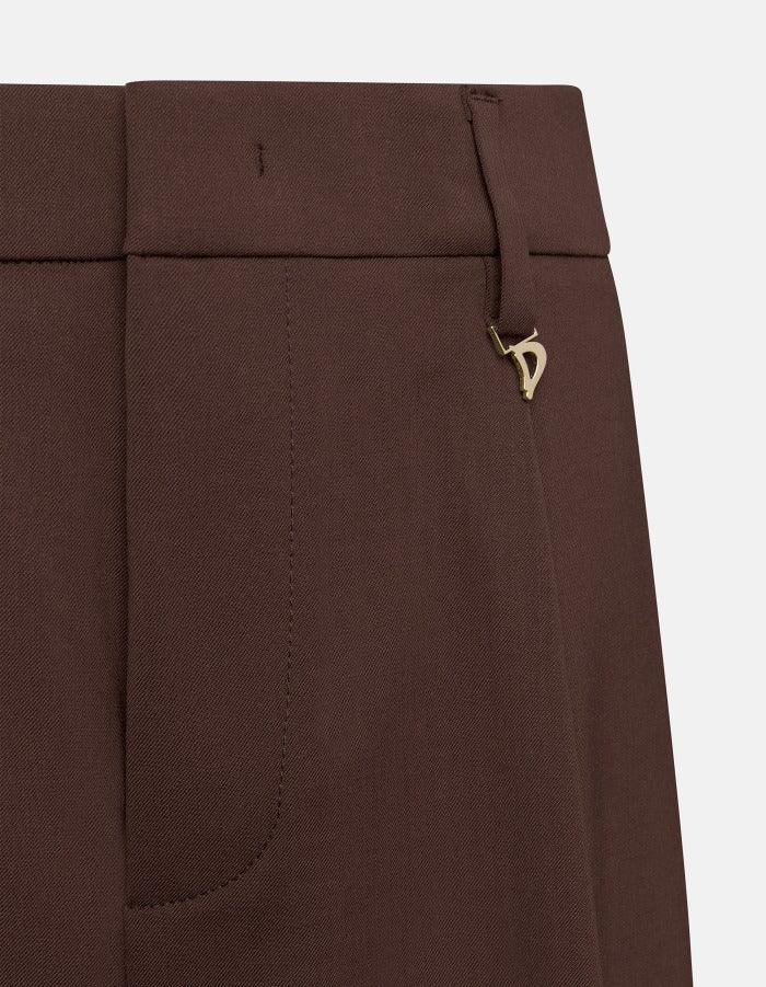 DONDUP Pantalone Donna Lia Wide Leg-Cioccolato