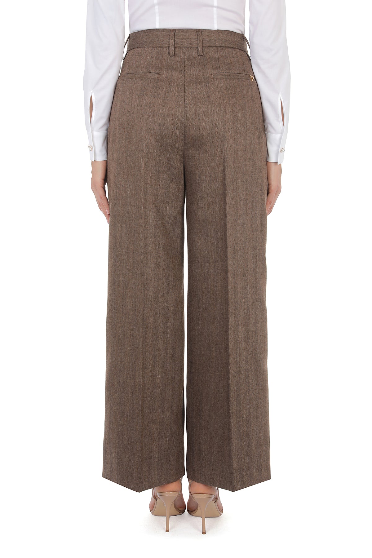 DONDUP PANTALONE DONNA ELOISE Wide Leg-Marrone