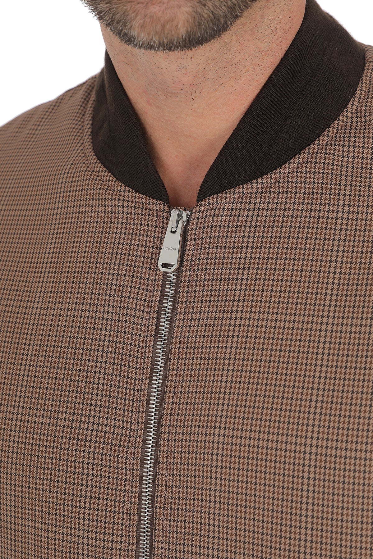 DONDUP Giacca Uomo Bomber Pied de Poule-Marrone