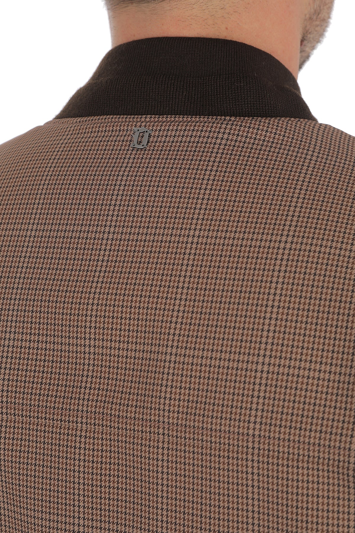 DONDUP Giacca Uomo Bomber Pied de Poule-Marrone