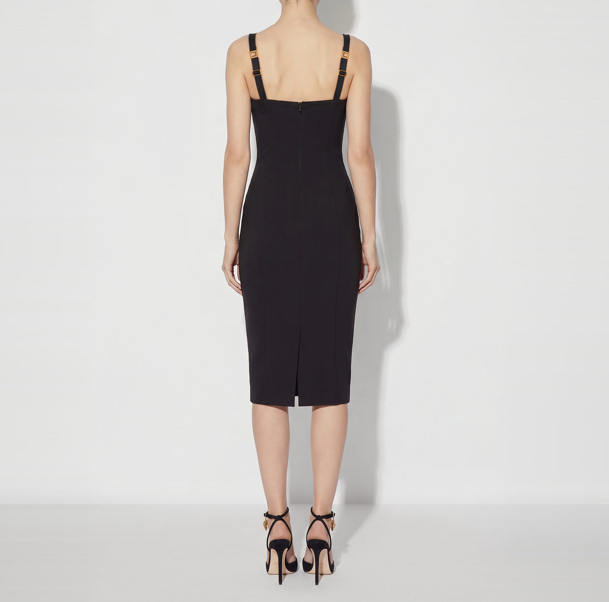 ELISABETTA FRANCHI Abito Midi Tessuto Tecnico-Nero