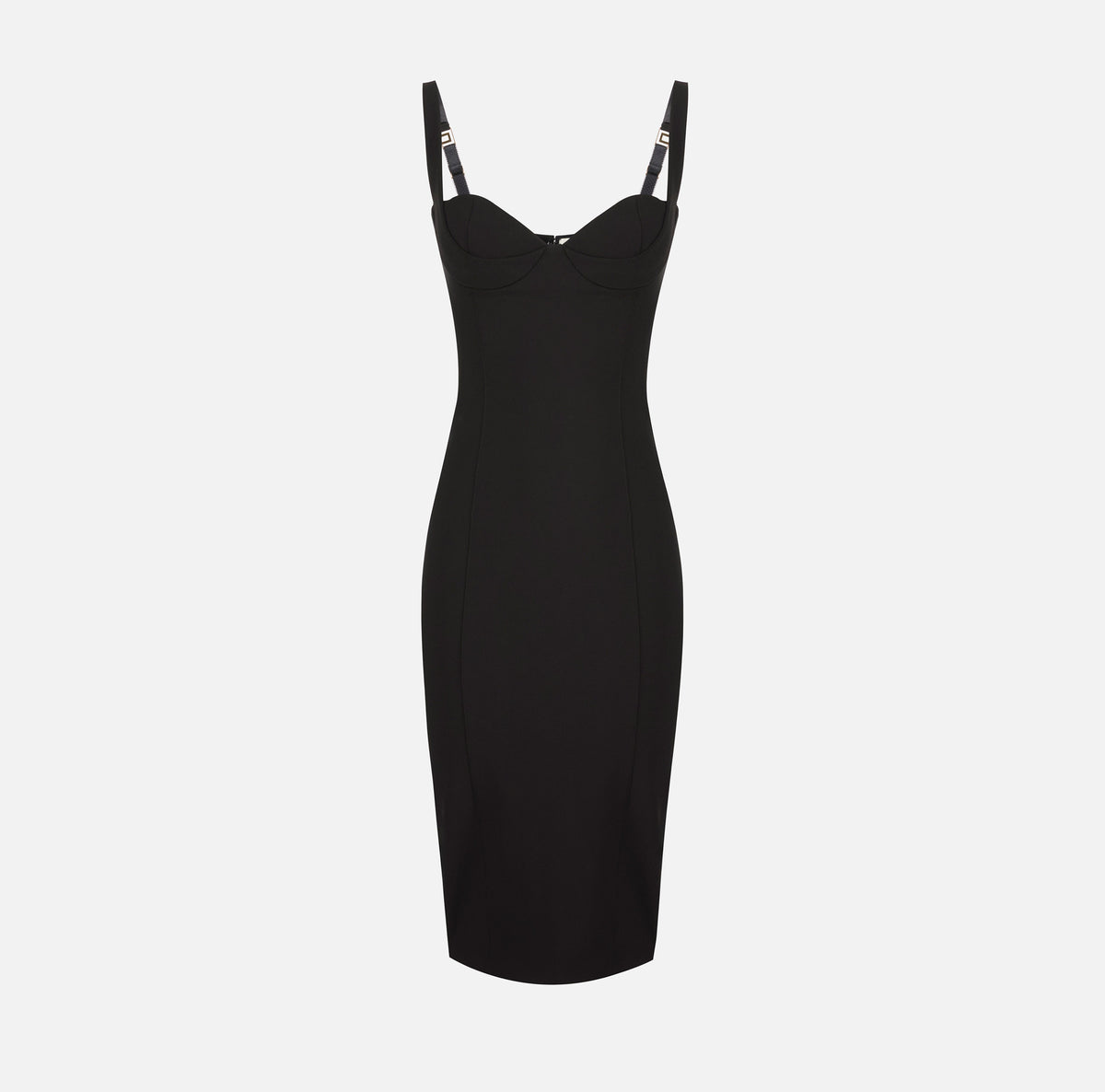 ELISABETTA FRANCHI Abito Midi Tessuto Tecnico-Nero