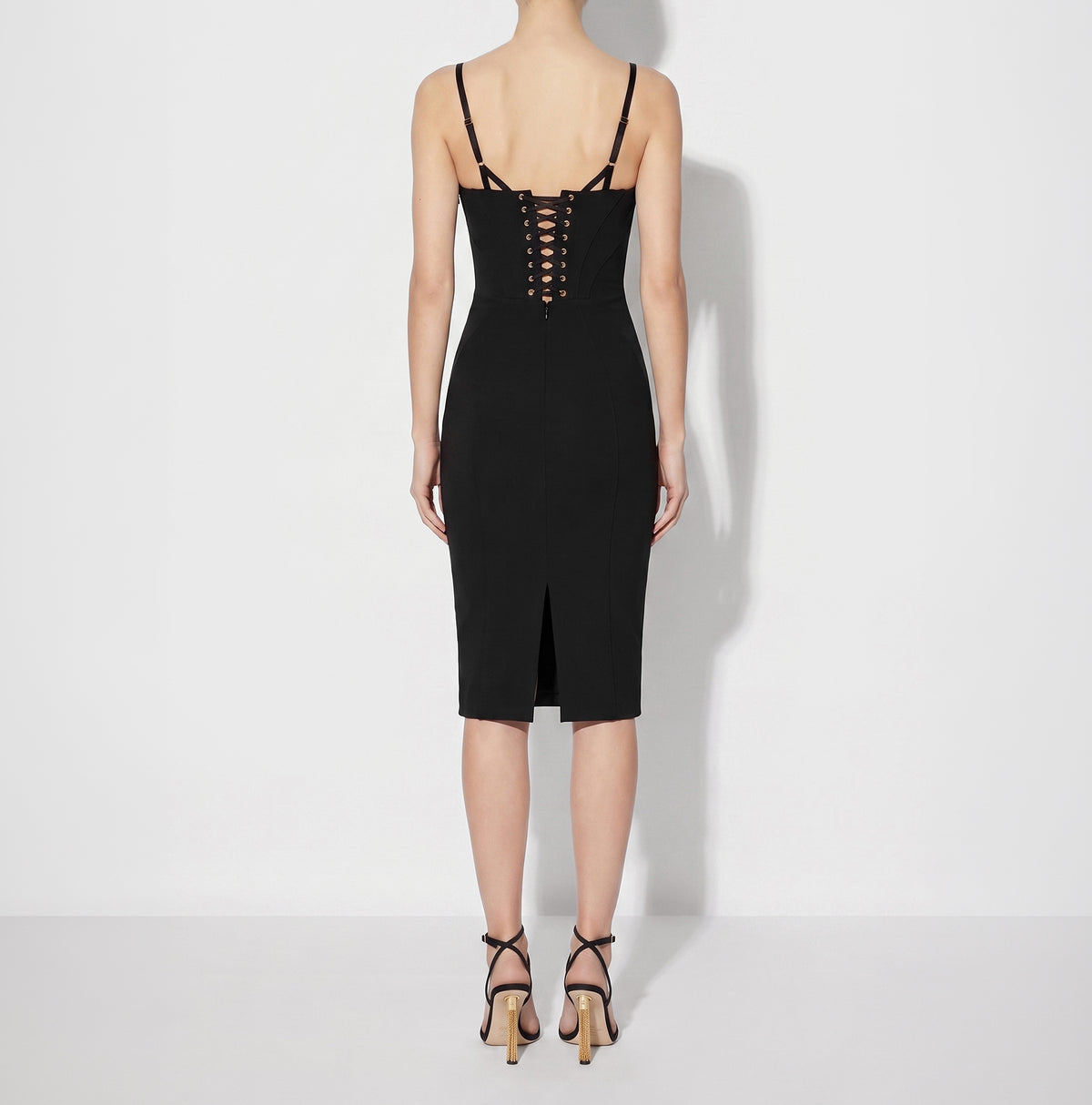 ELISABETTA FRANCHI Abito Midi crêpe Raso-Nero