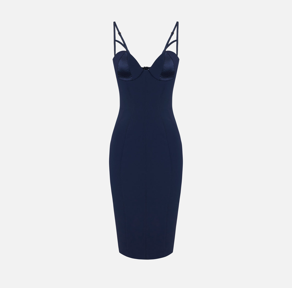 ELISABETTA FRANCHI Abito Midi crêpe Raso-Blu Notte