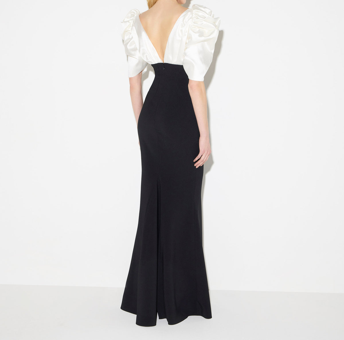ELISABETTA FRANCHI Abito Red Carpet Gazar crêpe-Avorio/Nero