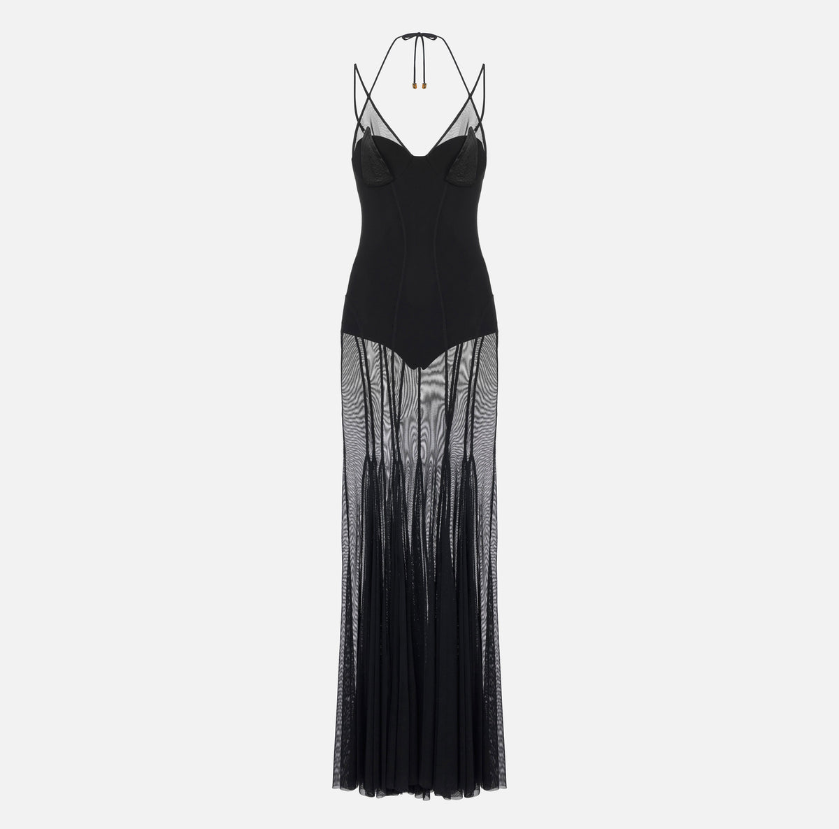ELISABETTA FRANCHI Abito Red Carpet Tulle Raso-Nero