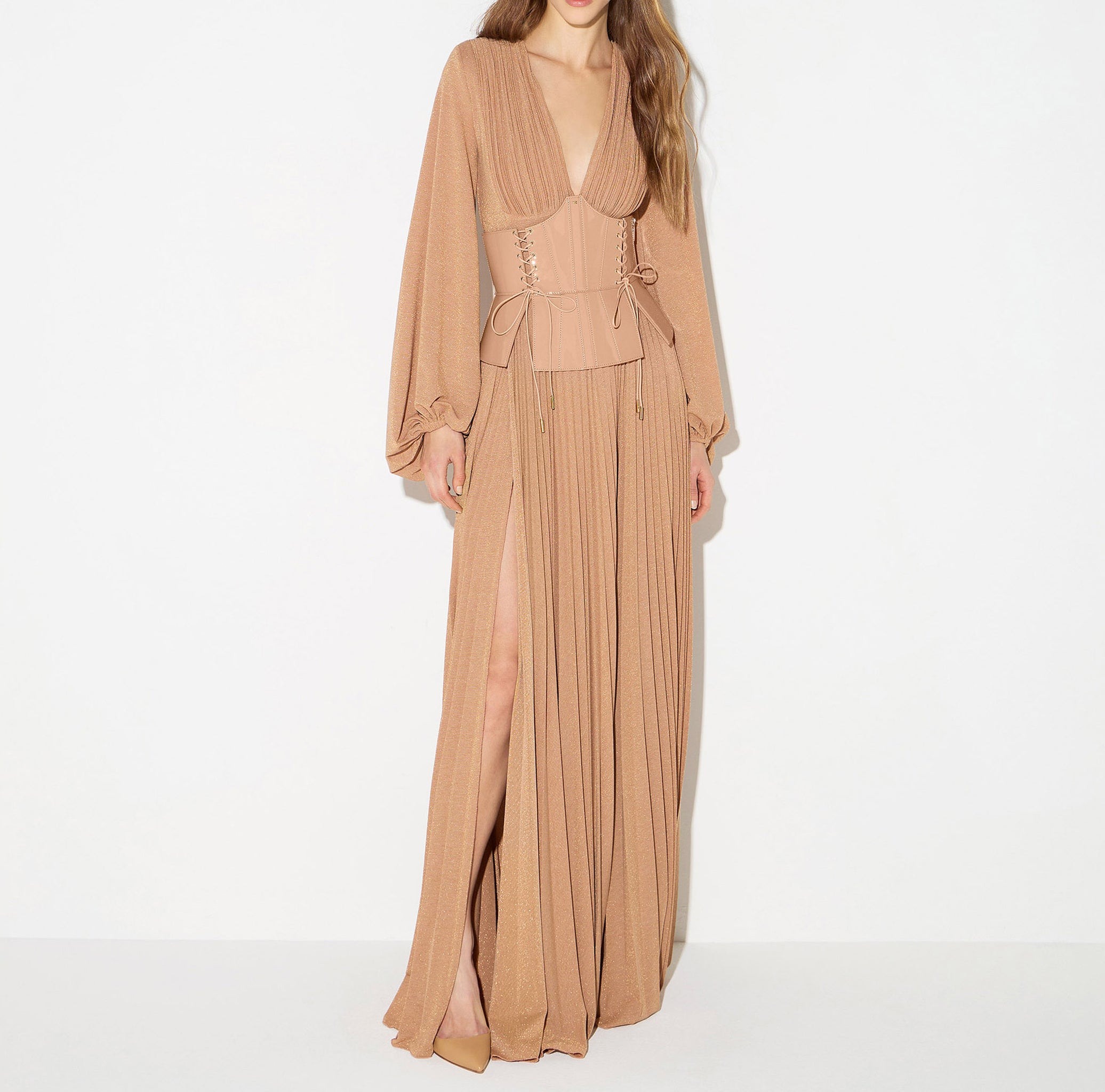 ELISABETTA FRANCHI Abito Red Carpet Jersey Laminato-Suede