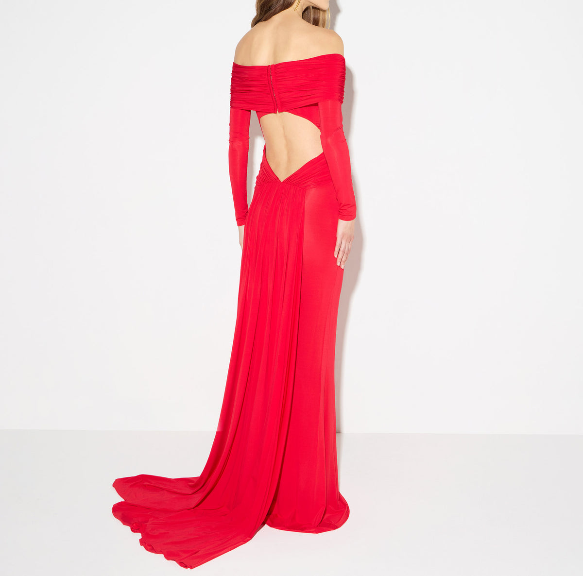 ELISABETTA FRANCHI Abito Red Carpet jersey crêpe-Red Passion