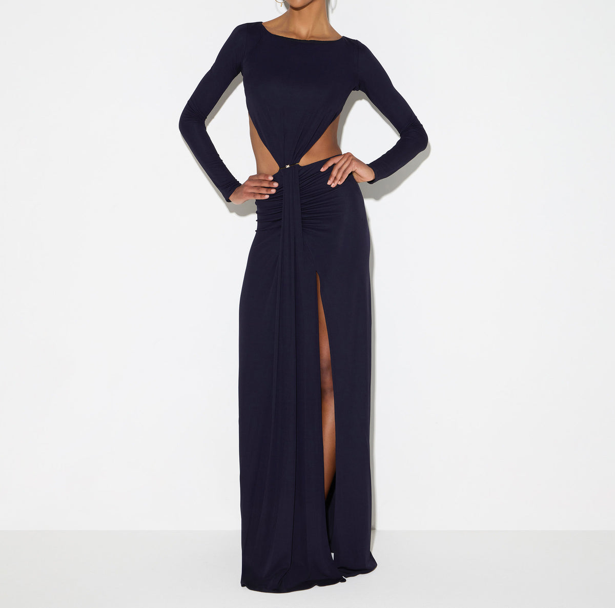 ELISABETTA FRANCHI Abito Red Carpet jersey crêpe cut-out-Blu Notte