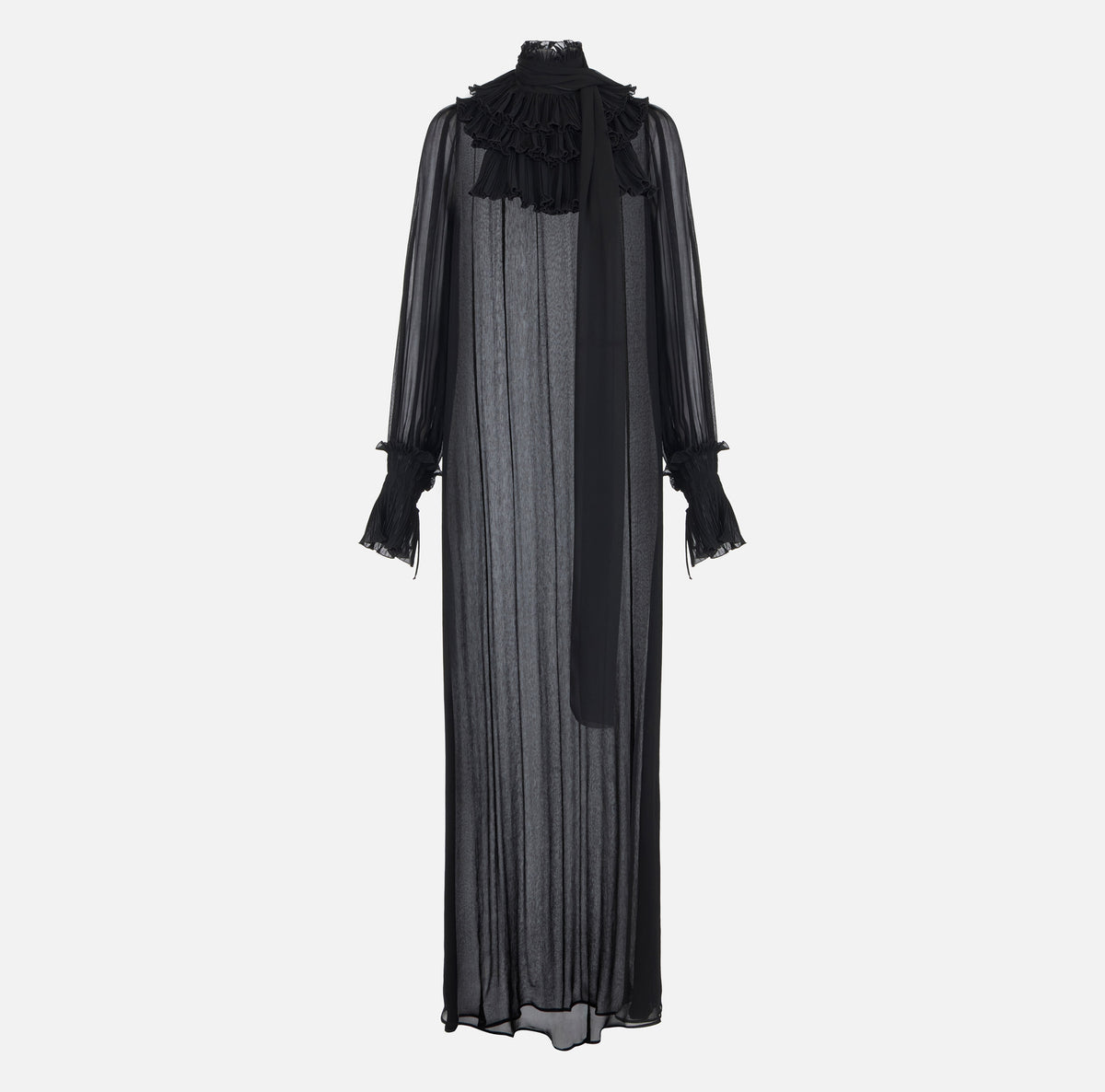 ELISABETTA FRANCHI ABITO Red Carpet Georgette Ruches-Nero