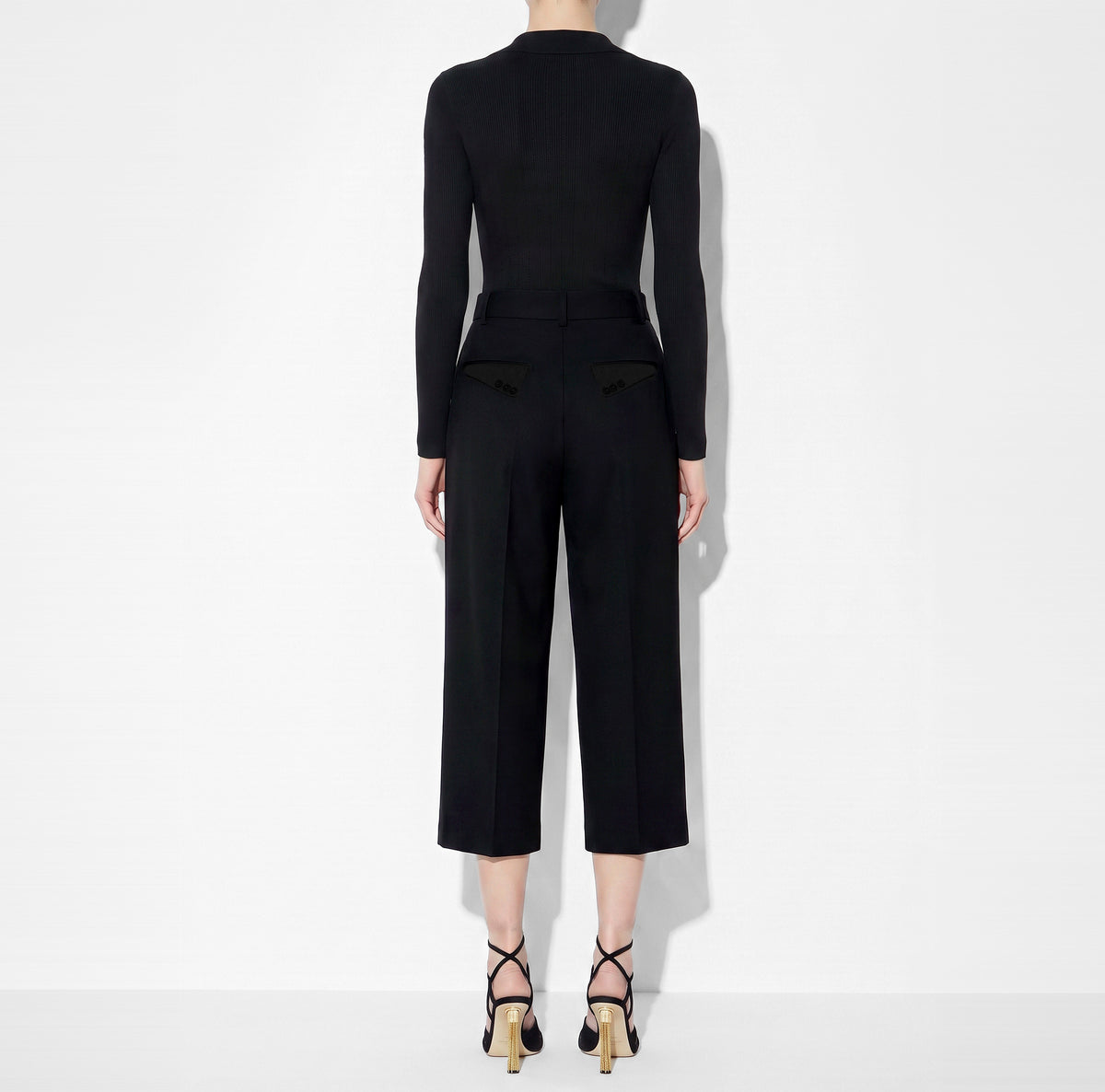 ELISABETTA FRANCHI Body Maglia Costine Ricami à Jour-Nero