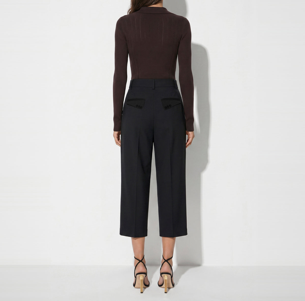 ELISABETTA FRANCHI Body Maglia Costine Ricami à Jour-Dark Choco