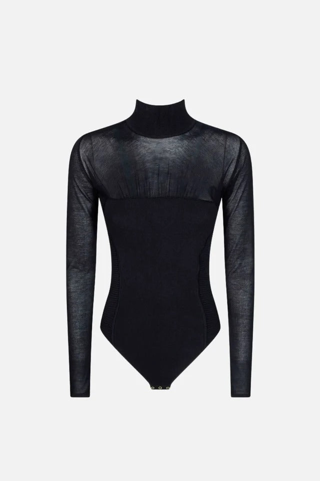 ELISABETTA FRANCHI Body Maglia Tulle-Nero