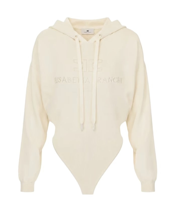 ELISABETTA FRANCHI Body Maglia Cappuccio-Burro