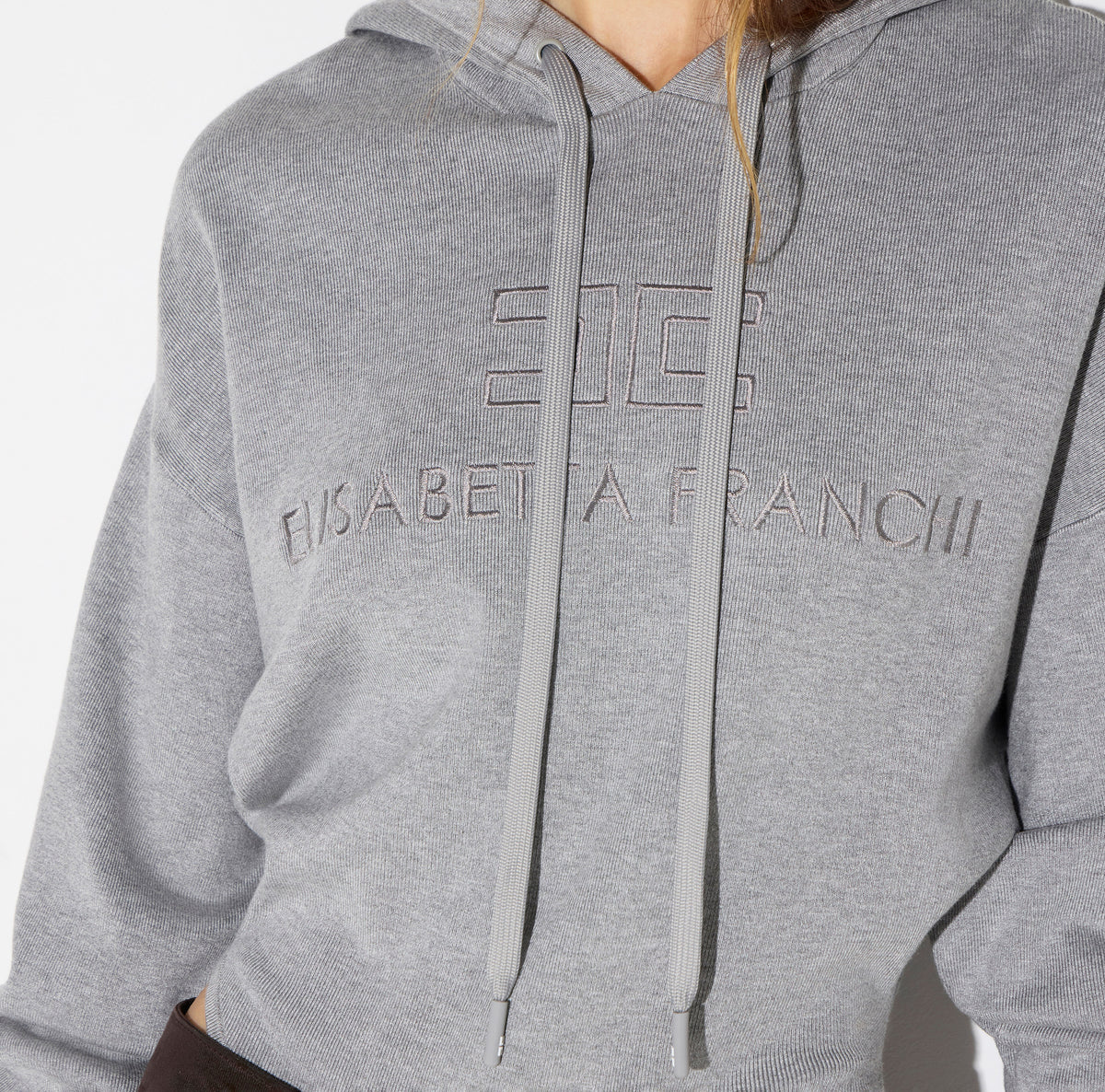 ELISABETTA FRANCHI Body Maglia Cappuccio-Grigio Melange