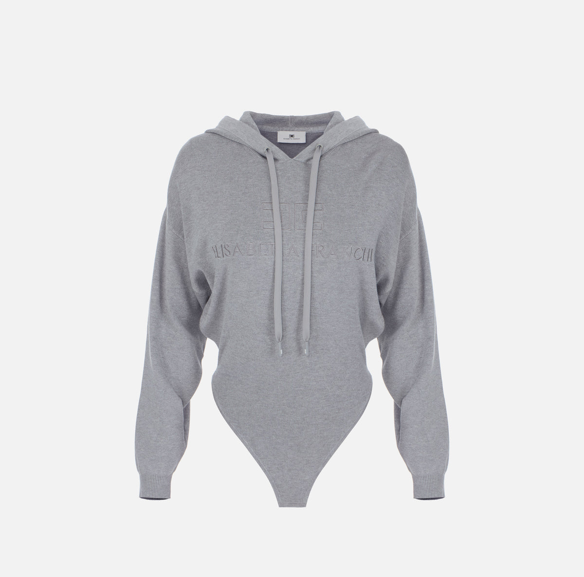 ELISABETTA FRANCHI Body Maglia Cappuccio-Grigio Melange