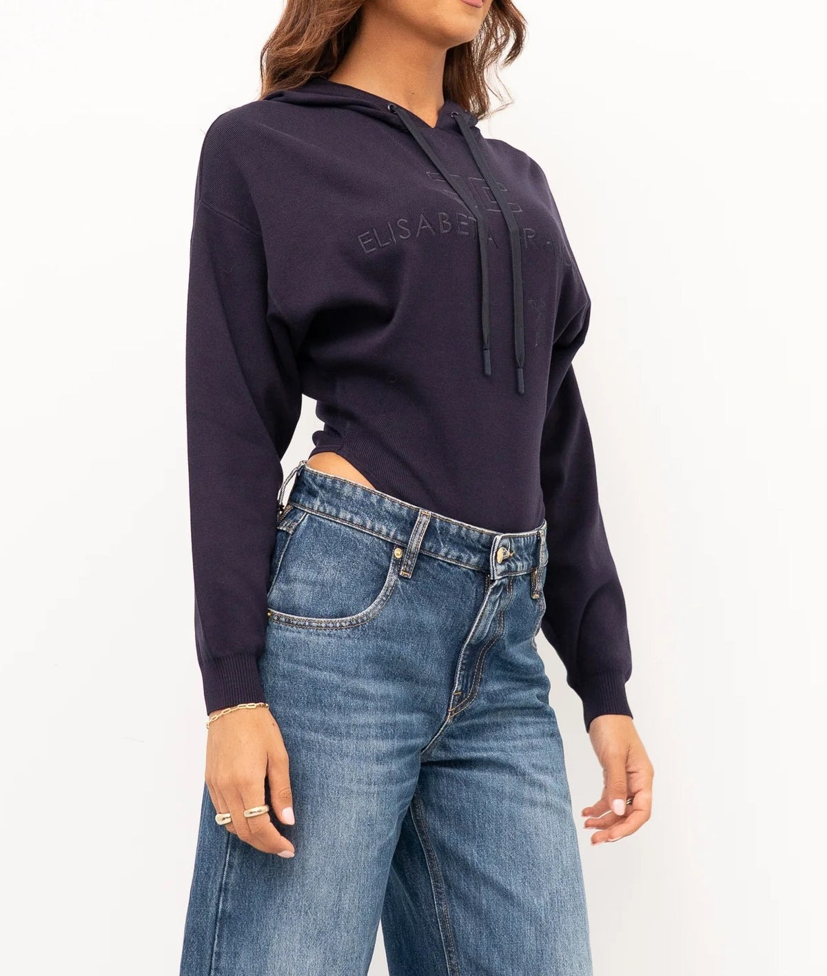 ELISABETTA FRANCHI Body Maglia Cappuccio-Blu Notte