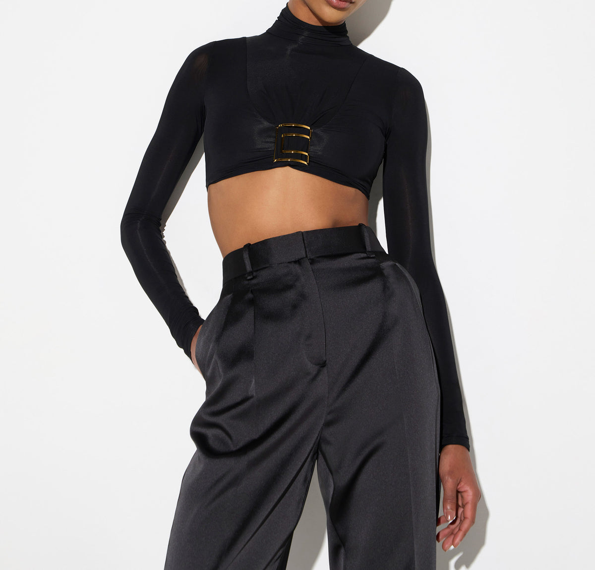 ELISABETTA FRANCHI Body Jersey Viscosa Cut-Out Logo-Nero