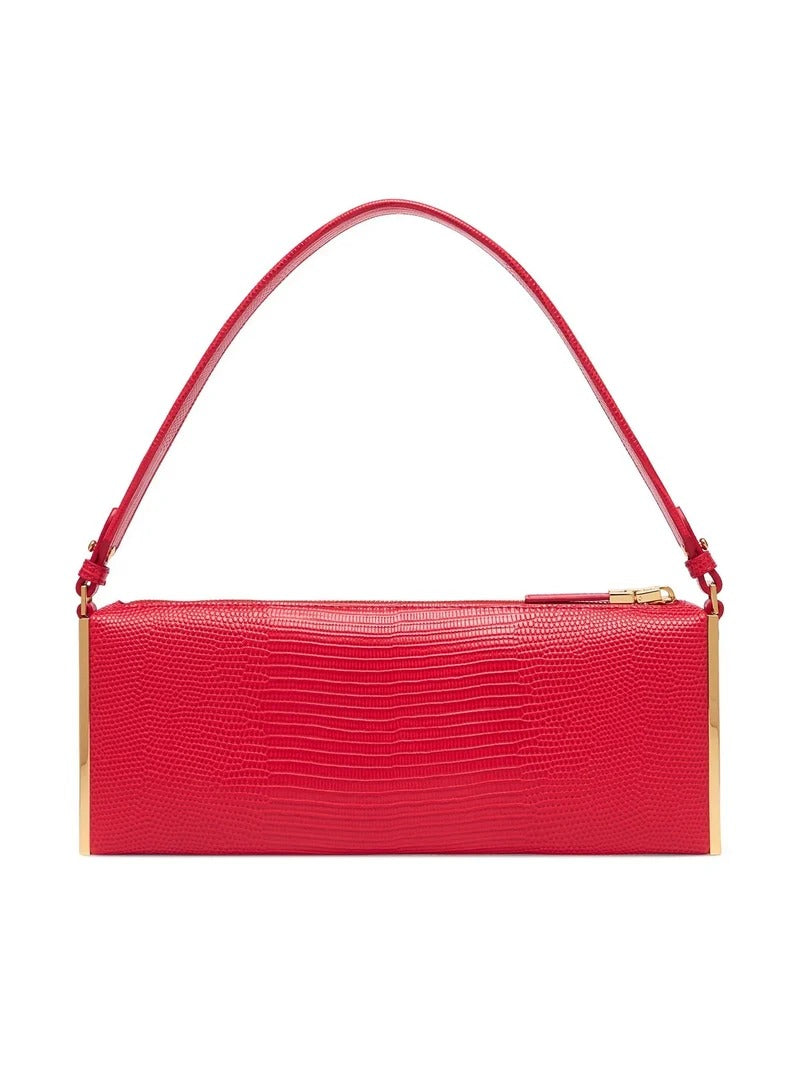 ELISABETTA FRANCHI Borsa a Spalla Ecopelle Stampa Lucertola-Red Passion
