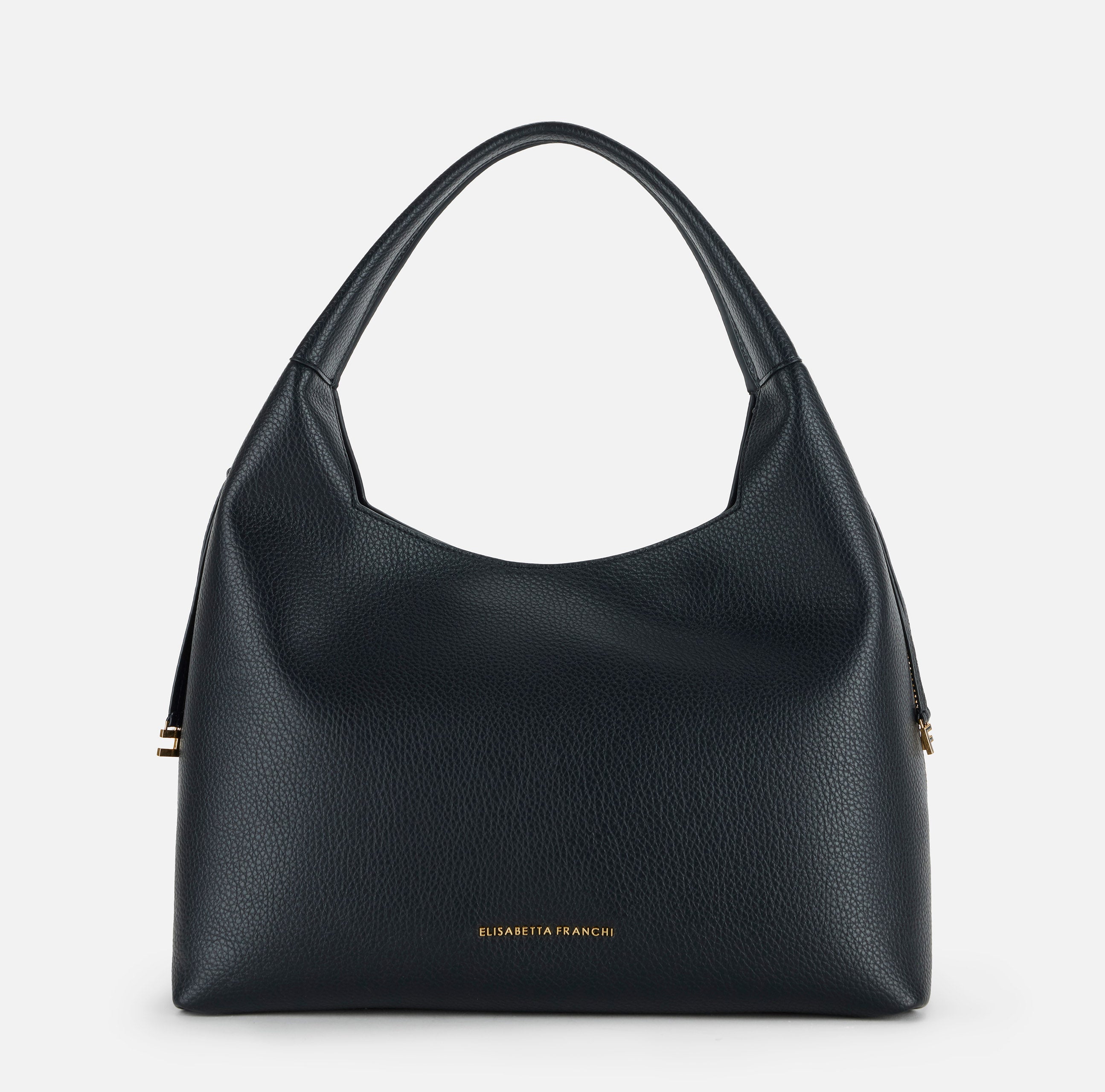 ELISABETTA FRANCHI Borsa Hobo Ecopelle Charms Logo-Nero