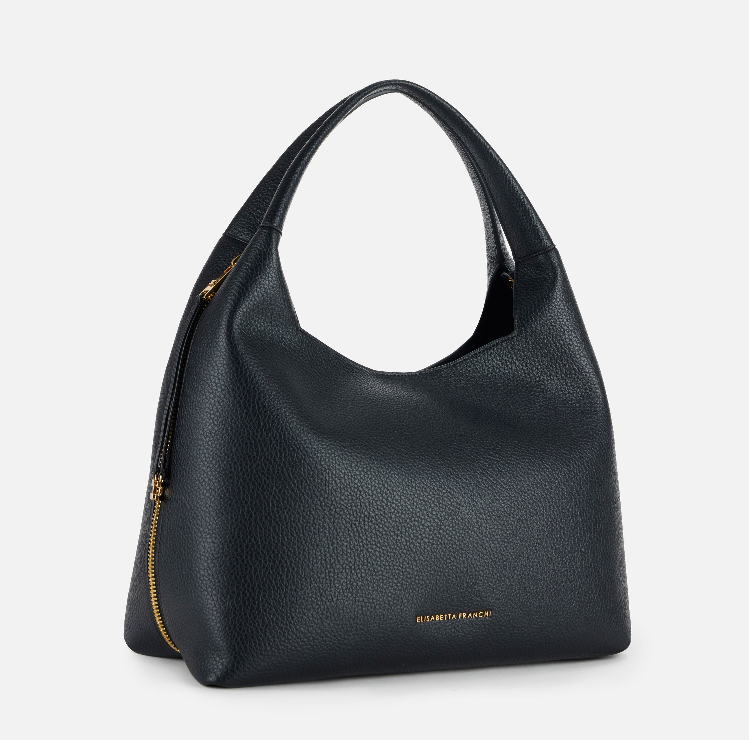 ELISABETTA FRANCHI Borsa Hobo Ecopelle Charms Logo-Nero