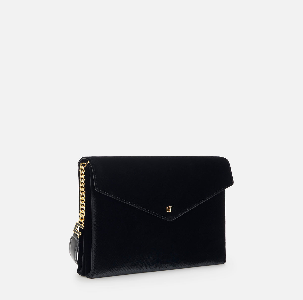 ELISABETTA FRANCHI Borsa a Spalla Velluto Stampa Cocco-Nero