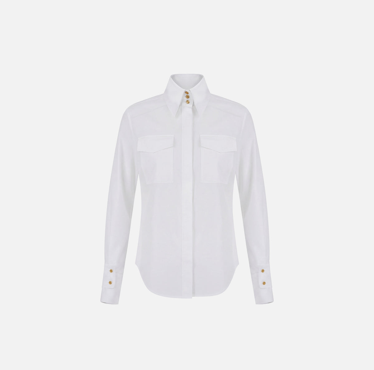 ELISABETTA FRANCHI Camicia Cotone Tasche-Bianco