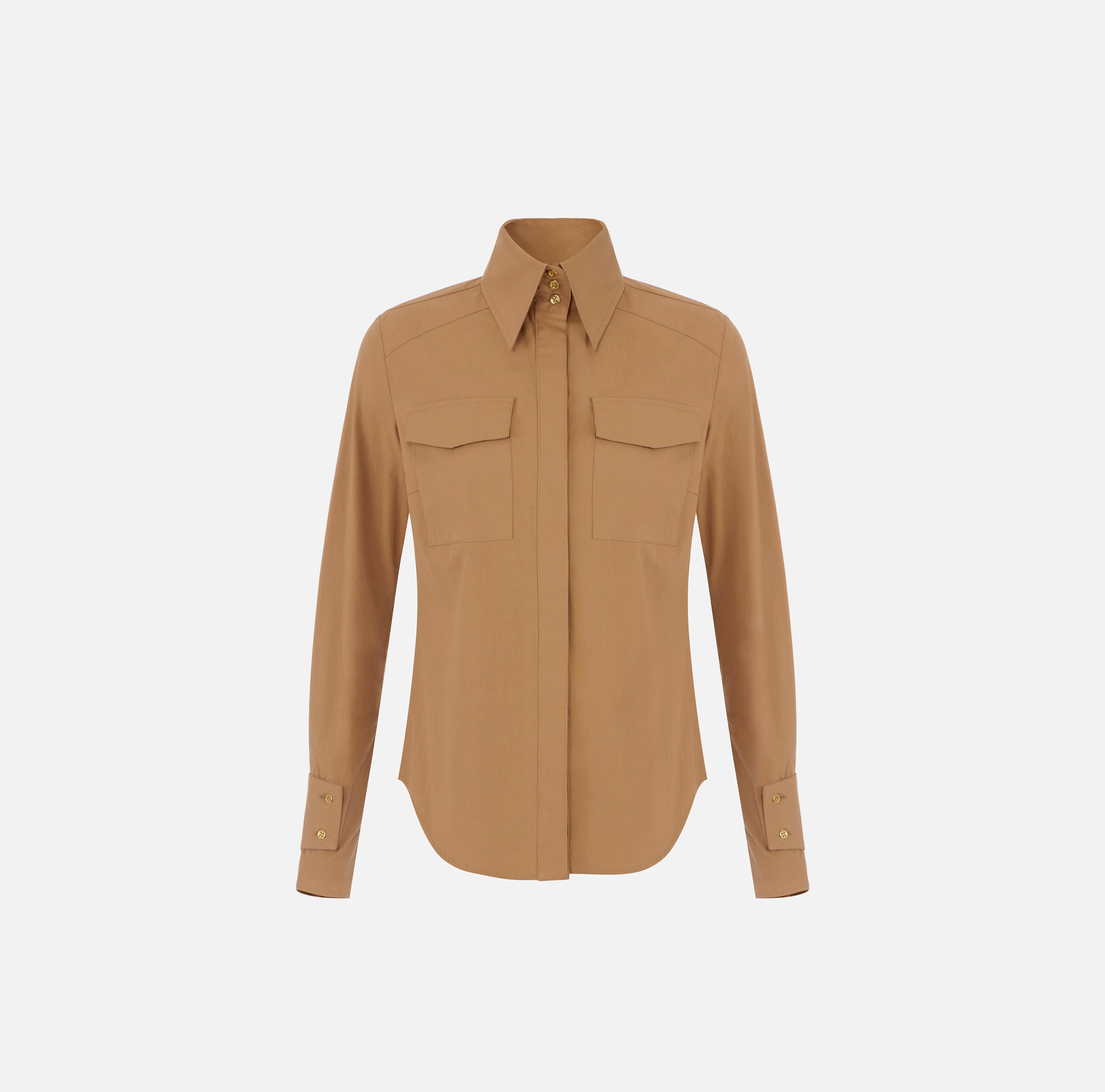 ELISABETTA FRANCHI Camicia Cotone Tasche-Daino