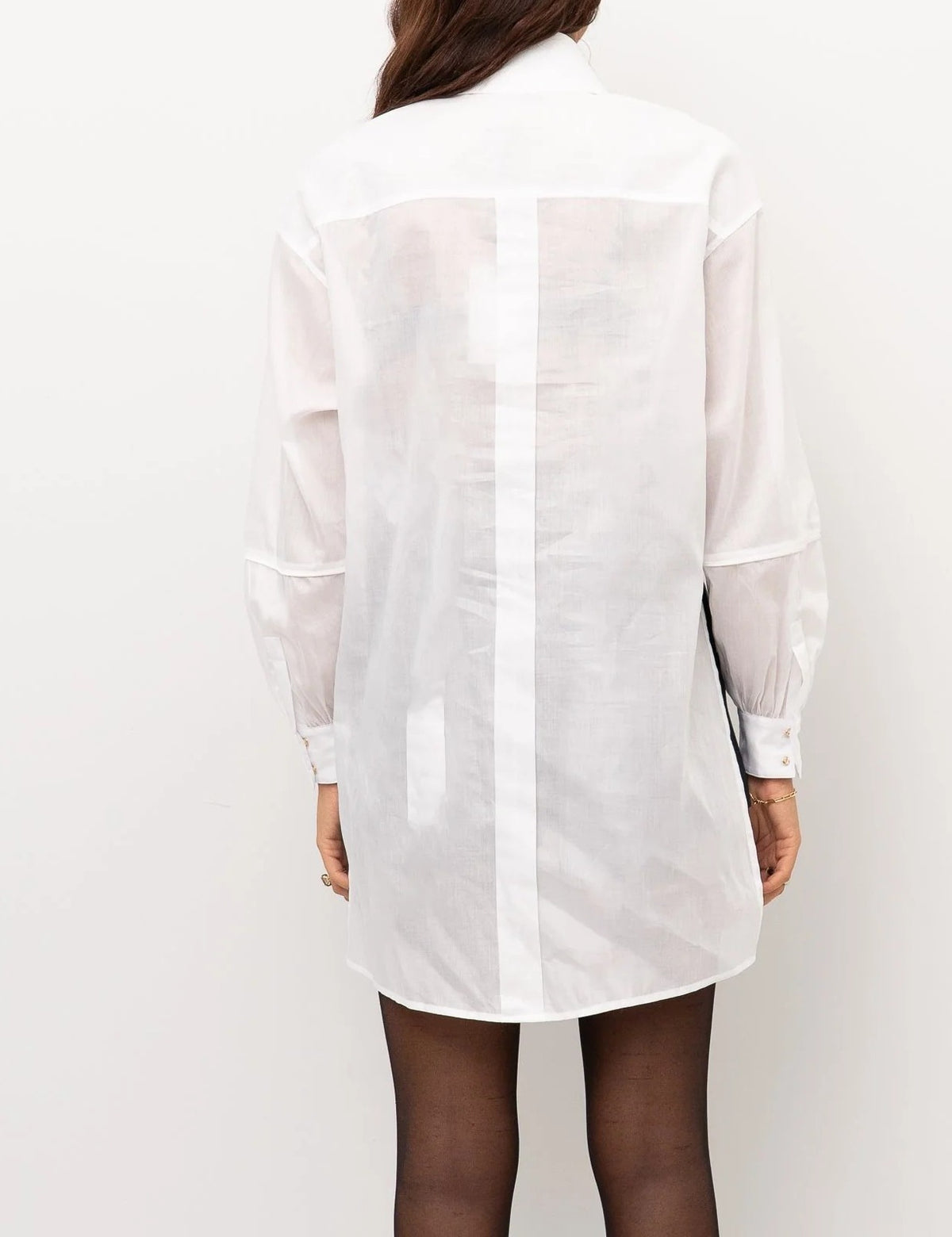 ELISABETTA FRANCHI CAMICIA Popeline Cotone Simmetrica Cravatta-Bianco