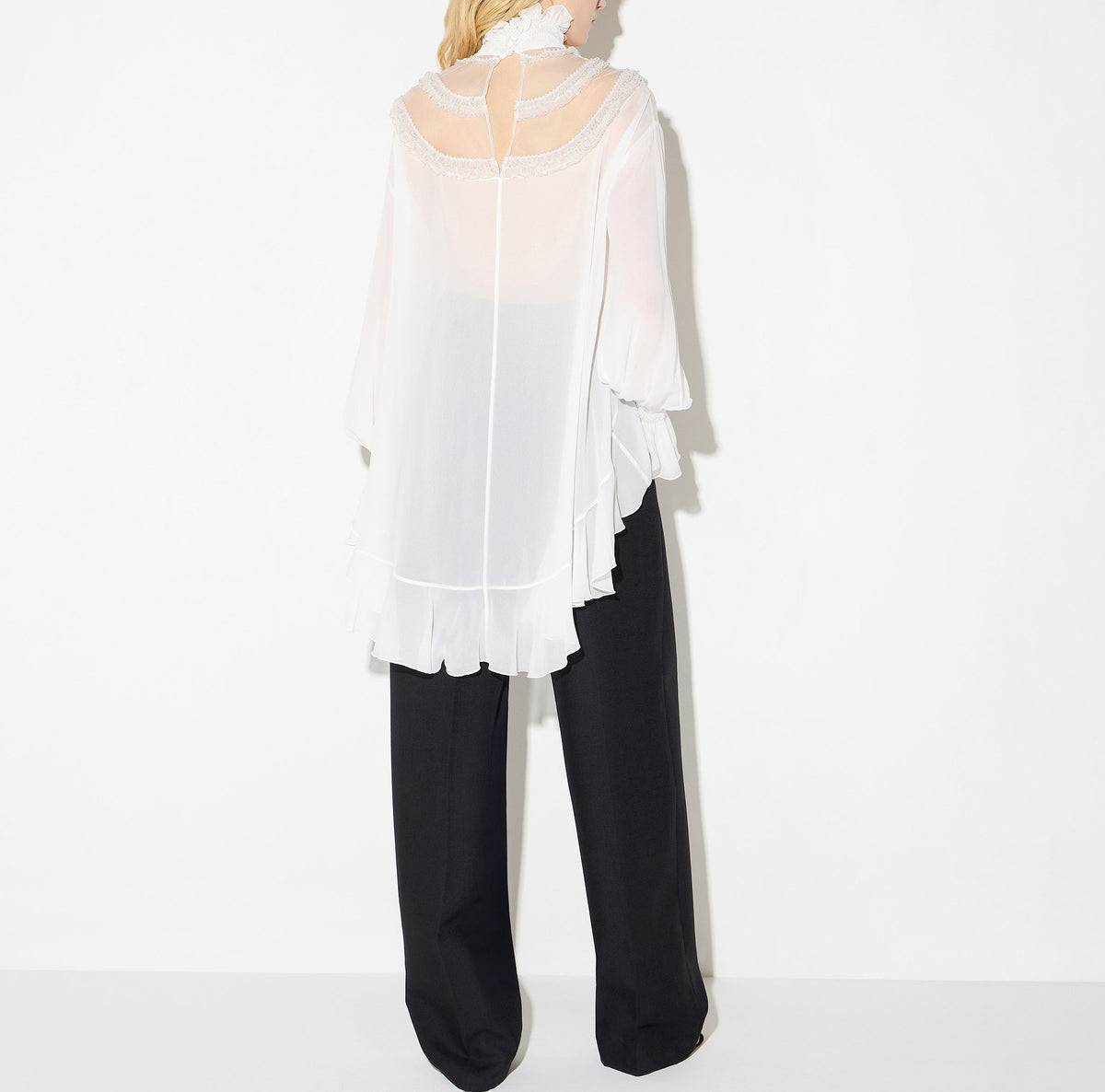 ELISABETTA FRANCHI Blusa Georgette Viscosa Ruches-Avorio