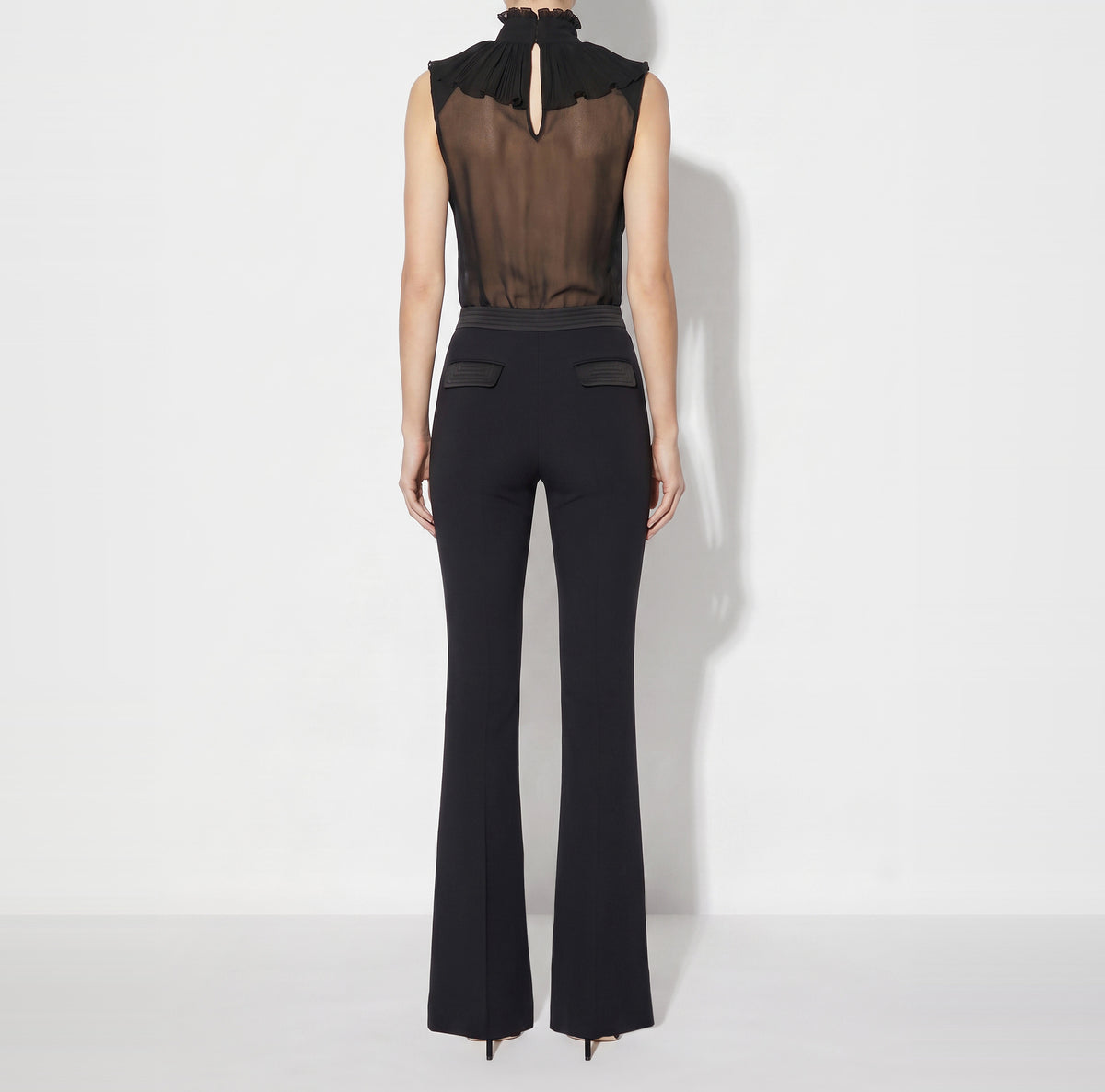 ELISABETTA FRANCHI CAMICIA A BODY Georgette Pizzo-Nero