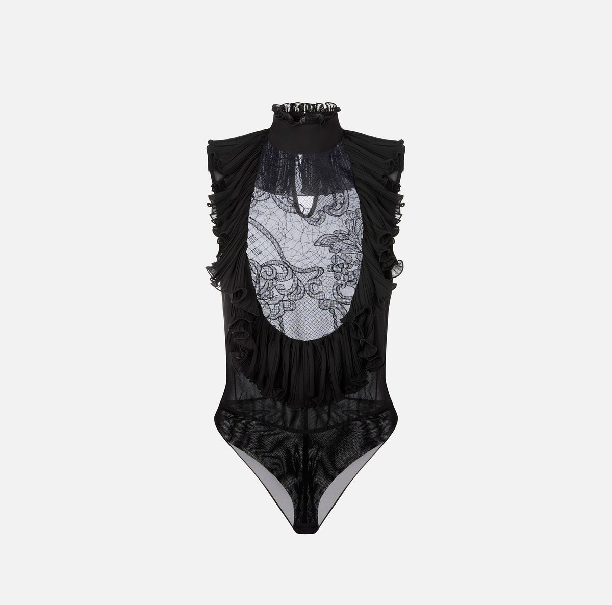 ELISABETTA FRANCHI CAMICIA A BODY Georgette Pizzo-Nero