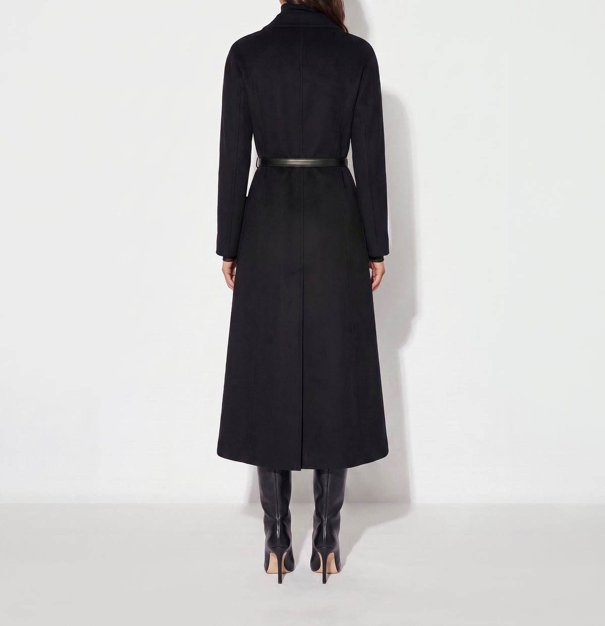 ELISABETTA FRANCHI Cappotto Panno Double di Lana Cintura-Nero