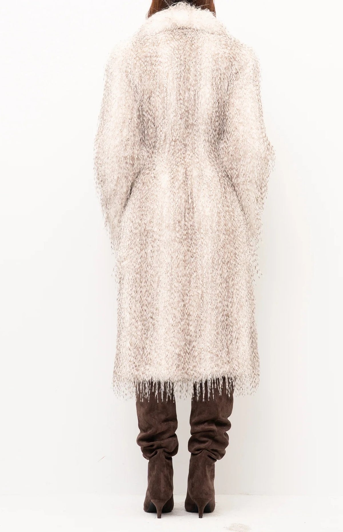 ELISABETTA FRANCHI Cappotto Effetto Pelliccia Bustier doppio crêpe-Burro