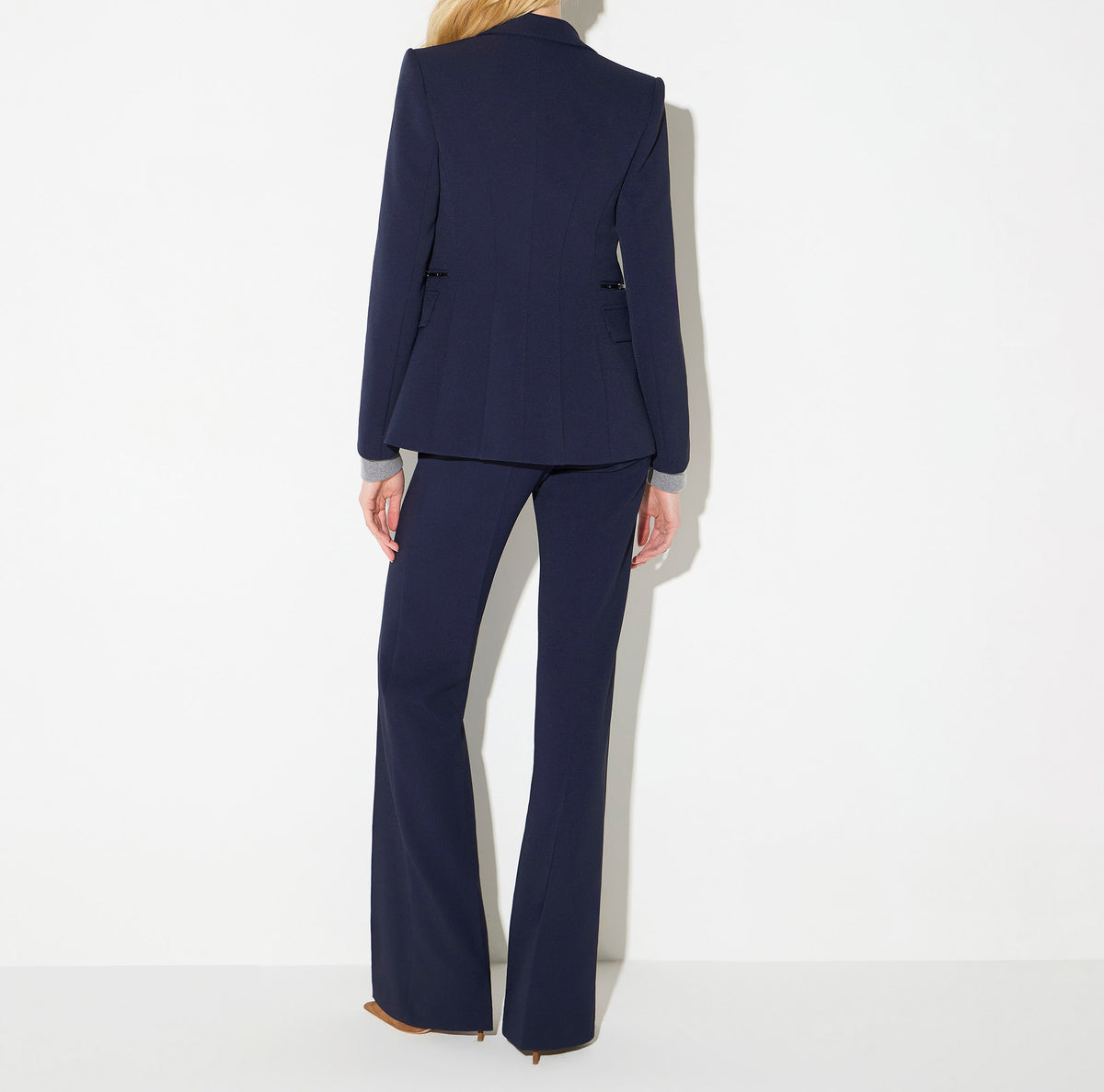 ELISABETTA FRANCHI Giacca Doppio Crêpe Morsetti Logo-Blu Notte