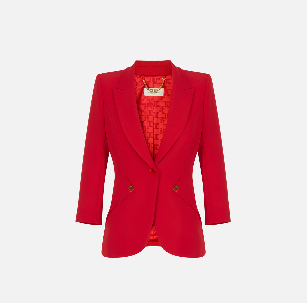 ELISABETTA FRANCHI Giacca doppio crêpe Bande Raso Logo-Red Passion