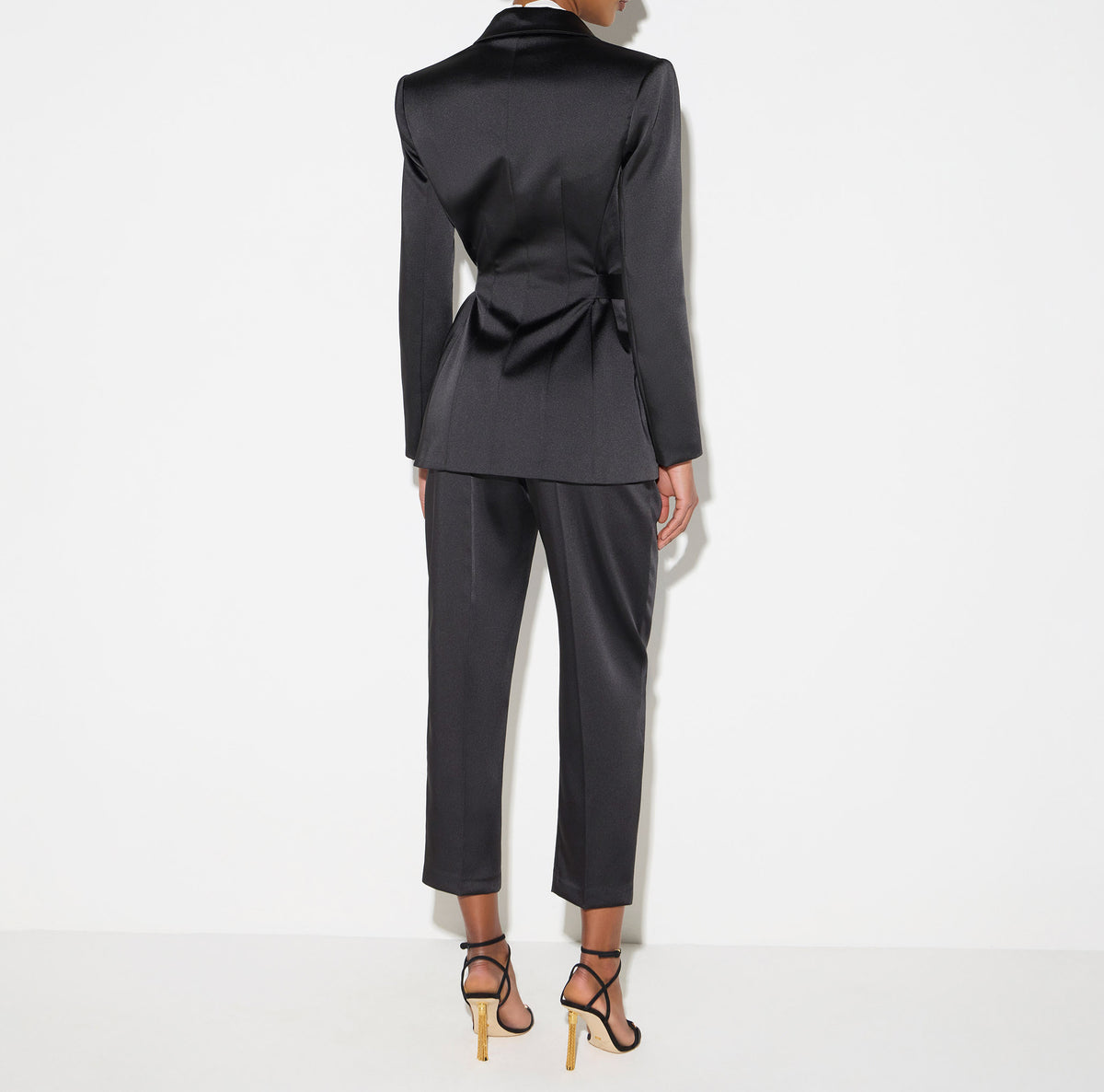 ELISABETTA FRANCHI Giacca Raso Stretch Cintura-Nero
