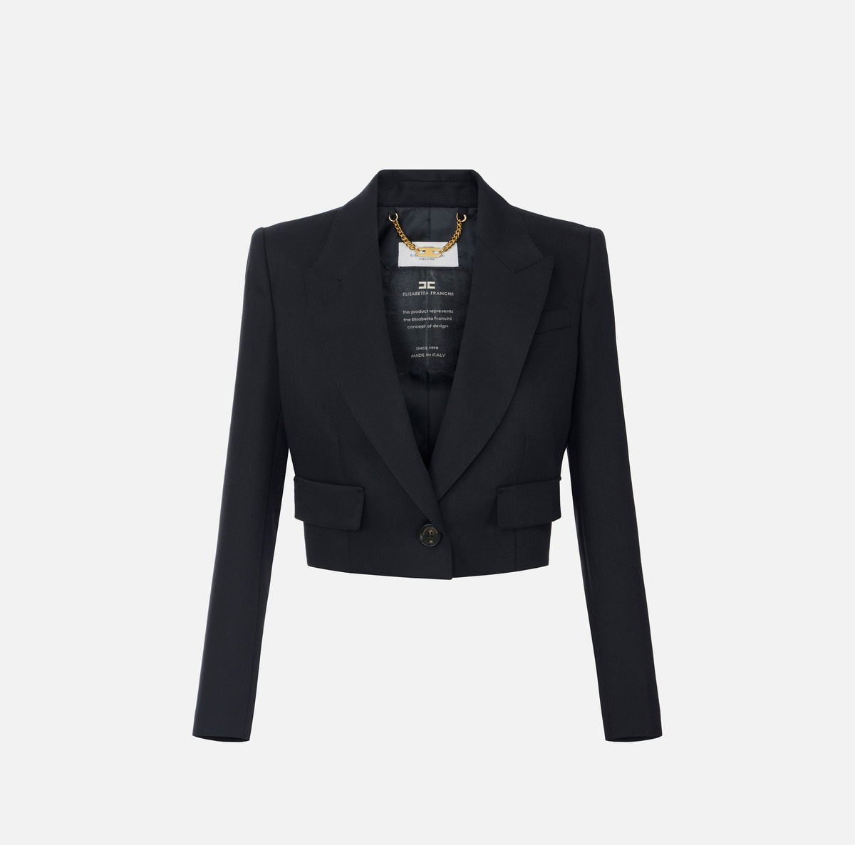 ELISABETTA FRANCHI Giacca Crop Lana-Nero