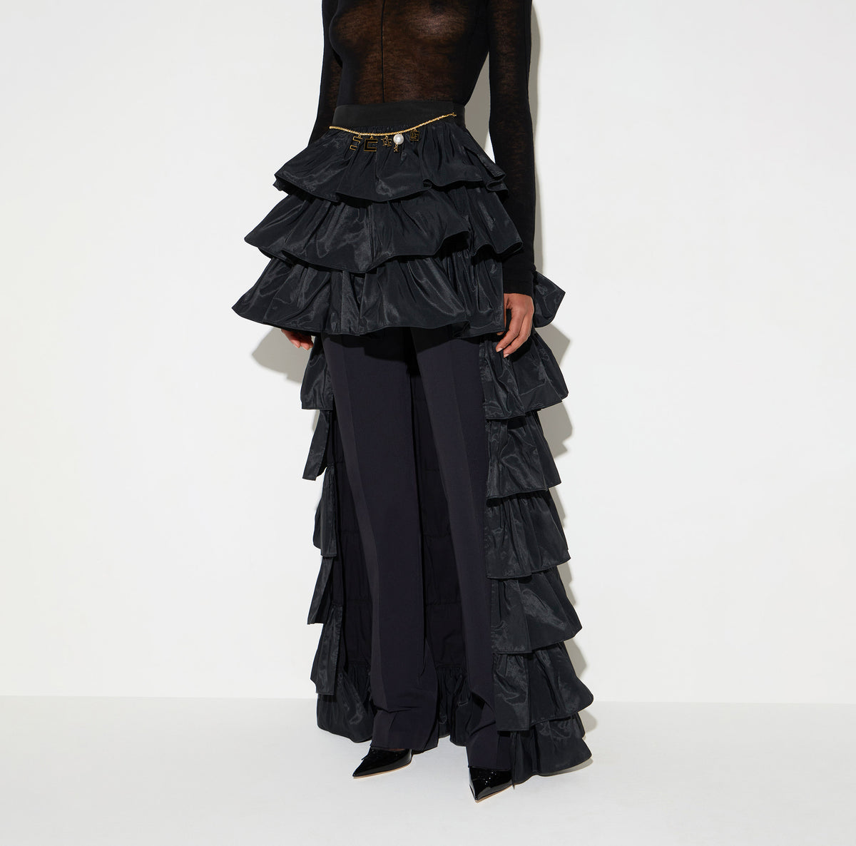 ELISABETTA FRANCHI Gonna Vela Taffettà-Nero