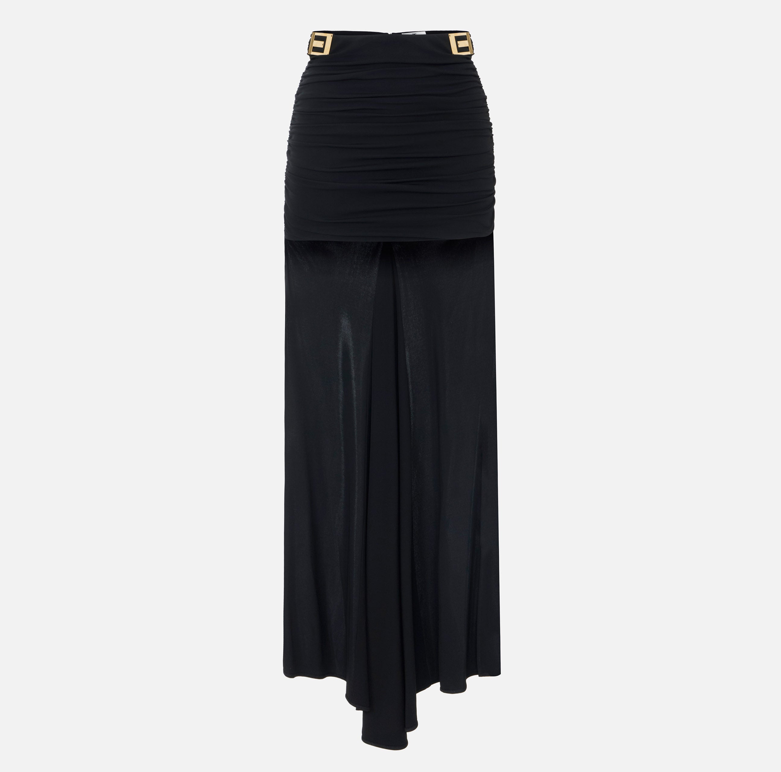 ELISABETTA FRANCHI Gonna jersey crêpe Placche Logo-Nero