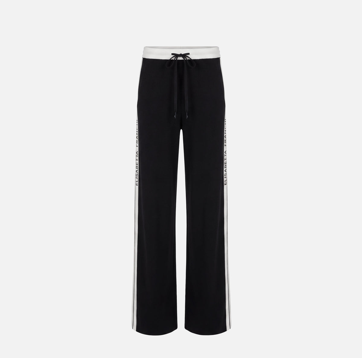 ELISABETTA FRANCHI Pantalone Maglia Viscosa Bande-Nero/Burro